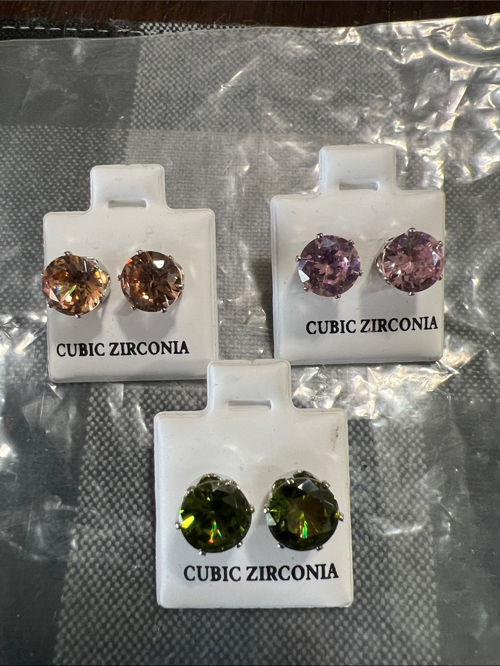 New Fashion Earring Cubic Zirconia Stud Earrings Bundle 3 pair